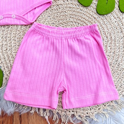 Conj. Body m/curta e Short Canelado - Pink